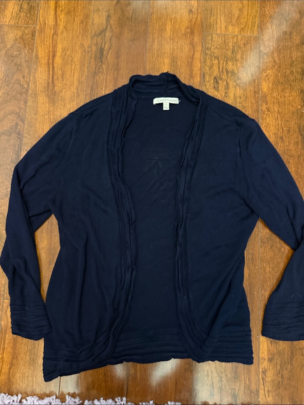 Navy Open-Front Ruffle-Trim Cardigan